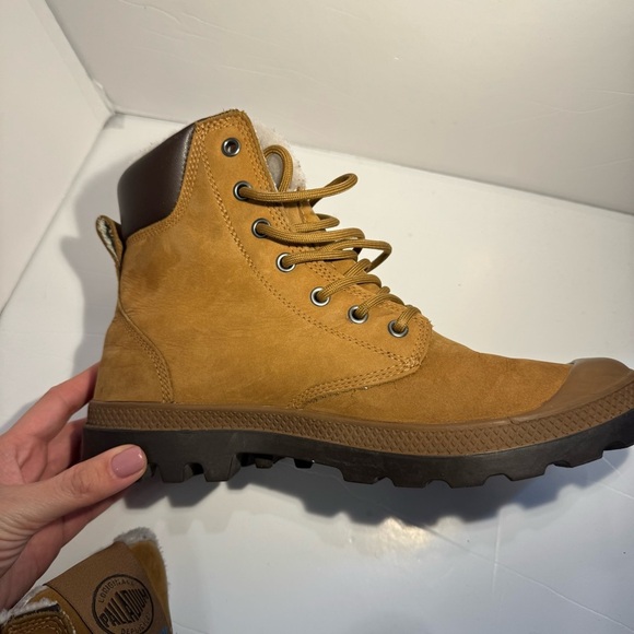 Palladium 72992-697-M Waterproof Boots Men’s 8 Tan Fur Lined Hiking Outdoor - Picture 5 of 16